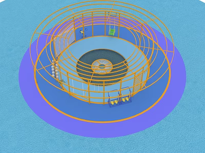 Circular Sports Equipment With Orange Frame And Blue Floor Structure Design 3d model