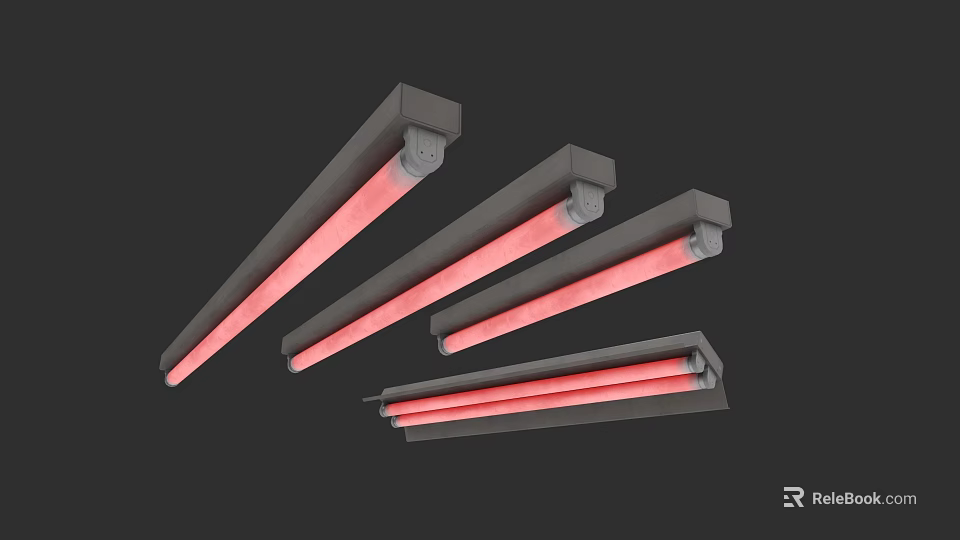 Modern Grille Lights With Red LED Strips And Dark Frame Design 3d model 