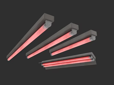 Modern Grille Lights With Red LED Strips And Dark Frame Design 3d model