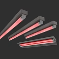 Modern Grille Lights With Red LED Strips And Dark Frame Design