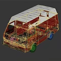 Red and White Boxy Cargo Van with Smooth Exterior and Classic Design