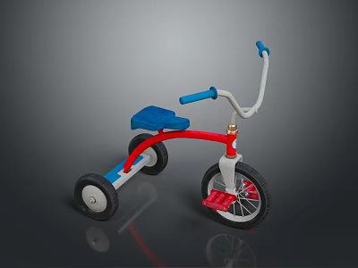Vibrant Tricycle Design With Blue Seat Red Frame White Handlebars And Black Wheels 3d model