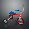 Vibrant Tricycle Design With Blue Seat Red Frame White Handlebars And Black Wheels