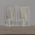 Beige Modern Curtains With Sheer Layer And Black Trim Tiebacks For Window Decoration