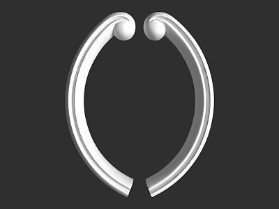 White Decorative Corner Line With Circular Design And Two Spherical Knobs 3d model