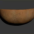 Handcrafted Orange Clay Bowl With Intricate Sculptural Carved Patterns And Smooth Surface