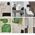 Six Abstract Paintings Wall Art With Modern Abstract Design And Colorful Patterns