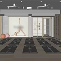 Yoga Fitness Studio Interior With Yoga Mats Balls Straps And Wooden Walls