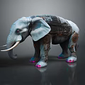 Mechanical Elephant Sculpture With Metallic Body Gear Details And Pink Toe Accents