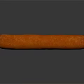 Juicy Orange Sausage with Textured Surface Isolated on Dark Background