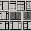 Modern windows combination floor-to-ceiling windows casement windows 3d model