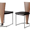 Modern Sleek Dining Chairs Featuring Wooden Backs Metal Frames And Upholstered Seats