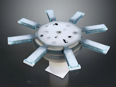 Industrial Equipment Featuring Circular Top Multiple Holes And Elongated Arms On White Base 3d model