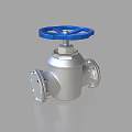 Heavy Duty Silver Valve With Blue Handwheel And Flanged End Connections