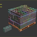 Stacked Gray Concrete Blocks With Blue Straps On Wooden Pallet For Construction