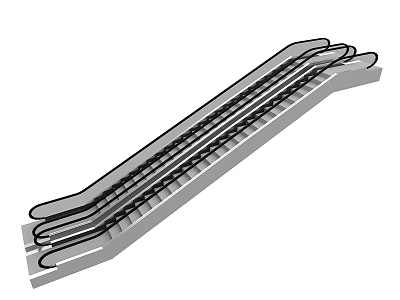 Inclined Escalator Structure With Moving Steps For Public Transportation Areas 3d model