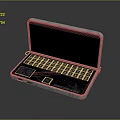 Modern Portable Electronic Device With Open Screen Green 7 Logo And Pink Keyboard