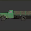 Vintage Green Truck With Open Cargo Bed And Worn Exterior Appearance