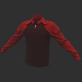 Red and Maroon Spliced Jacket with Stand Collar Zipper and Long Sleeves