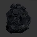 Wood Stone Material Dark Cubes Irregularly Stacked One Larger One Smaller Gray Gradient Background 3d model