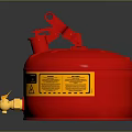 Red Justrite Safety Can Fire Extinguisher with Yellow Label Red Handle and Brass Valve