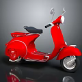 Red vintage motorcycle with black seat chrome details and retro classic design