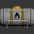 Cylindrical Gray Equipment With Yellow Black Warning Stripes And Circular Component Metal Stand