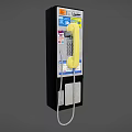 Wall Mounted Public Phone With Yellow Handset And Black Body Features Buttons