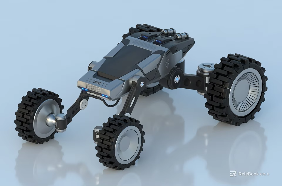 Futuristic Multi Wheeled Utility Vehicle With Large Tires And Mechanical Structure 3d model 