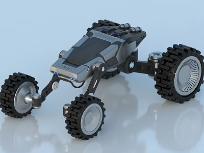 Futuristic Multi Wheeled Utility Vehicle With Large Tires And Mechanical Structure 3d model