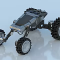 Futuristic Multi Wheeled Utility Vehicle With Large Tires And Mechanical Structure