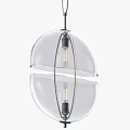 Modern Glass Pendant Lights With Spherical Oval Shapes And Metal Frame Design