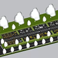 Landscaped Parking Lot With Trees Marked Spaces And Asphalt Lanes