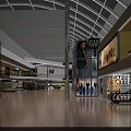 Spacious Shopping Mall Atrium with Glass Ceiling Natural Light Escalators and Brand Stores Display Windows