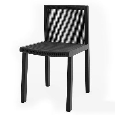 Modern Black Lounge Chair With Woven Back And Solid Wood Legs Design 3d model
