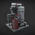 Industrial Mechanical Equipment With Large Cylindrical Tank Motor Pipes And Control Panel