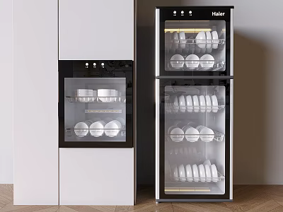Elegant Modern Haier Kitchen Appliances with Glass Doors and Interior Dishes 3d model