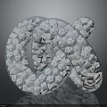 Light Blue And White Dice Form Intricate 3D Knot Structure Design