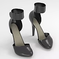 Black High Heel Shoes with Ankle Strap Design Leather Upper Elegant Women's Footwear