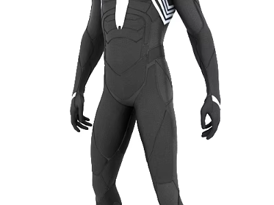 Game and Movie Character in Black Bodysuit with White Spider Patterns Design 3d model