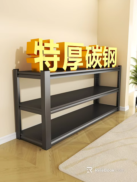 Extra Thick Carbon Steel 3 Tier Sturdy Heavy Duty Storage Shelf 3d model 