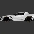 White Race Car With Number 38 Sticker Rear Spoiler And Gold Rims Wheels