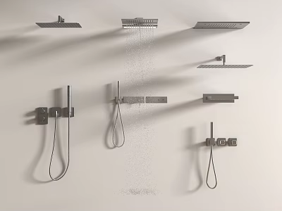 Modern Wall Mounted Shower Heads With Various Styles And Water Flow 3d model
