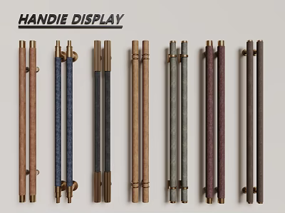 Stylish Handles Display with Various Colors and Materials for Home Cabinets 3d model