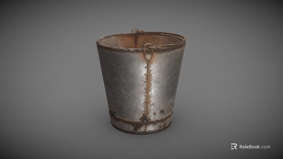 Rustic Metal Bucket For Washing Daily Use And Household Cleaning Supplies 3d model 