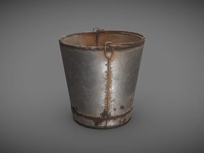 Rustic Metal Bucket For Washing Daily Use And Household Cleaning Supplies 3d model