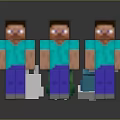 Minecraft Style Train With Three Pixel Characters 3d model