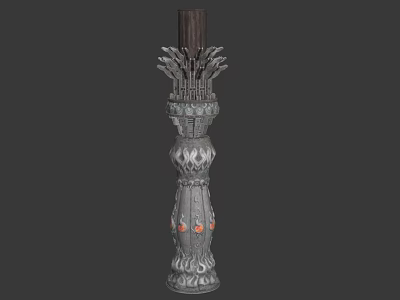 Ornate Decorative Column With Intricate Carvings Floral Top And Red Accents 3d model