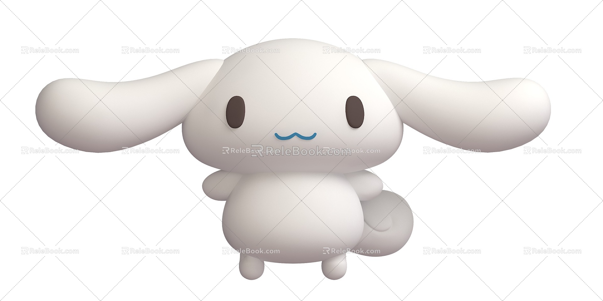 Cartoon big ears dog cute big ears big tail 3d model