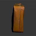 Vintage Orange Leather Suitcase with Top Handle and Buckle Accent Details